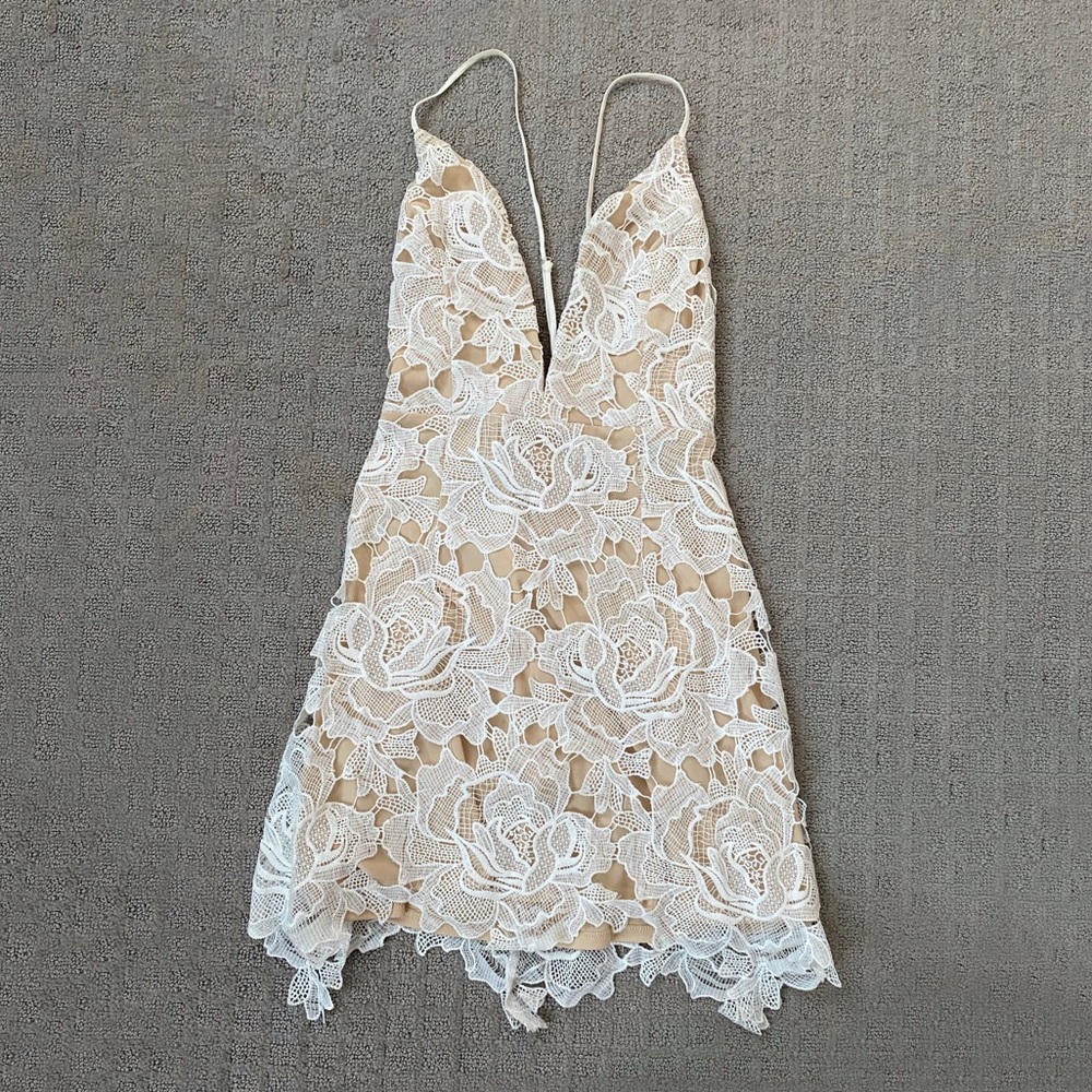 Cream, white and tan Mini Dress